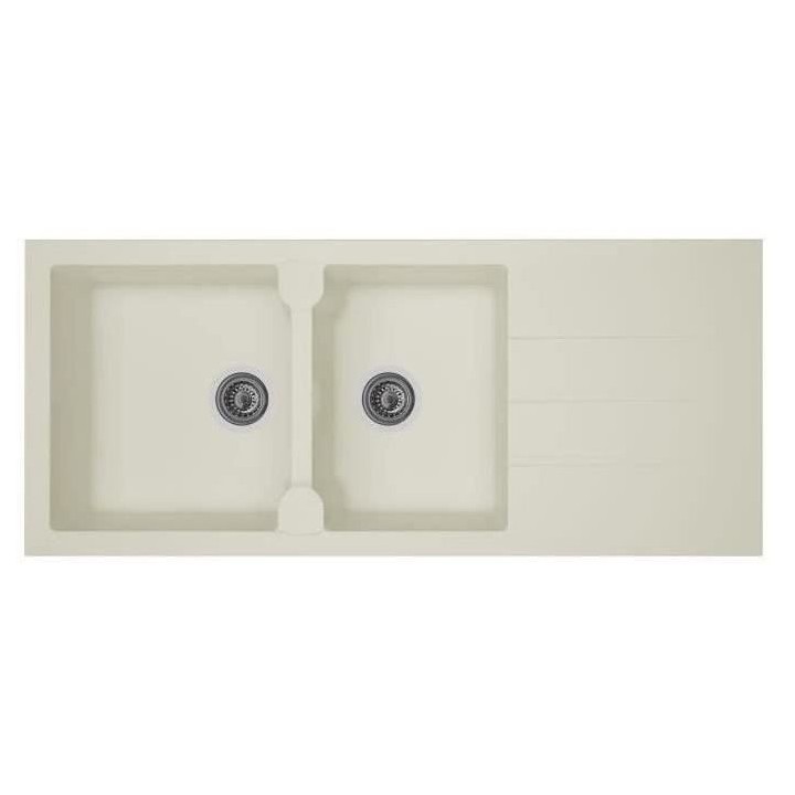 STRADOUR Evier cuisine a encastrer 2 bacs + 1 égouttoir Aloa - Résin
