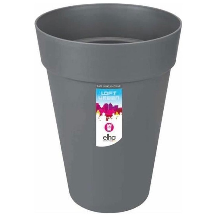 Pot de fleur Elho Plastique Rond Loft Urban Gris anthracite Ø 34 x 45