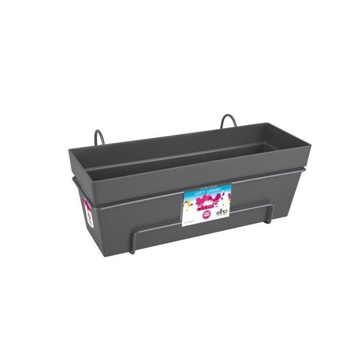 Elho Loft Urban Balconniere Allin1 50 - Noir - L 49 x B 27 x H 21 cm -