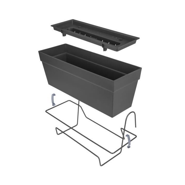 Elho Loft Urban Balconniere Allin1 50 - Noir - L 49 x B 27 x H 21 cm -