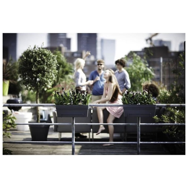 Elho Loft Urban Balconniere Allin1 50 - Noir - L 49 x B 27 x H 21 cm -