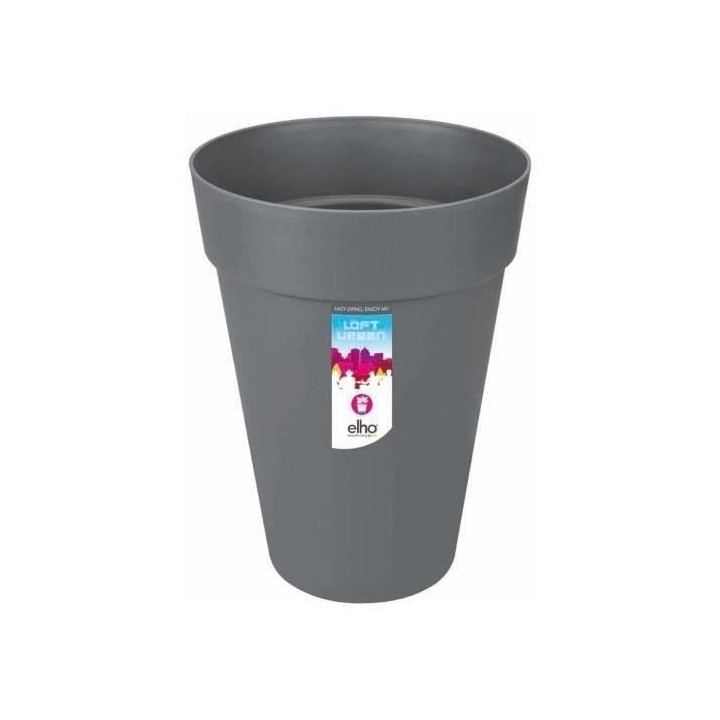 ELHO Loft Urban Pot de fleurs rond Haut 42 - Noir - Ø 42 x H 56 cm -