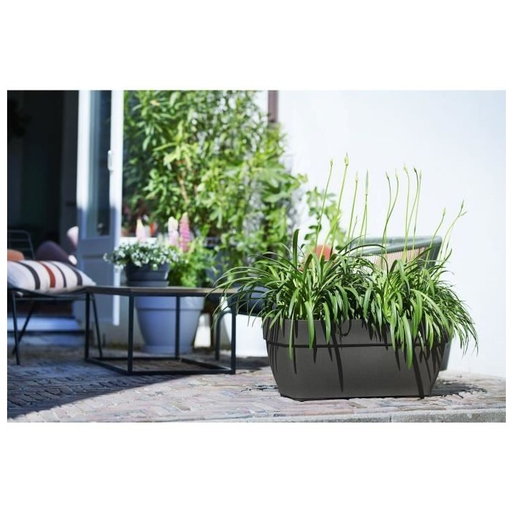 Elho Vibia Campana Bac a fleurs Terrasse 80 - Noir - L 77 x B 35 x H 3