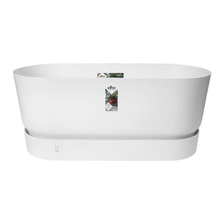 Jardiniere - ELHO - Greenville Terrase 80 Roues - Blanc - 78 x 35,9 x