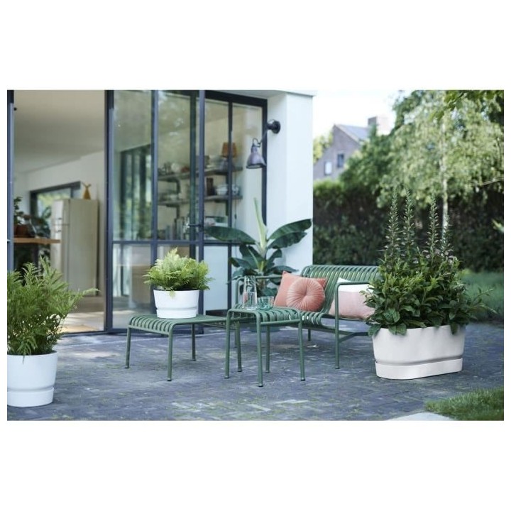 Jardiniere - ELHO - Greenville Terrase 80 Roues - Blanc - 78 x 35,9 x