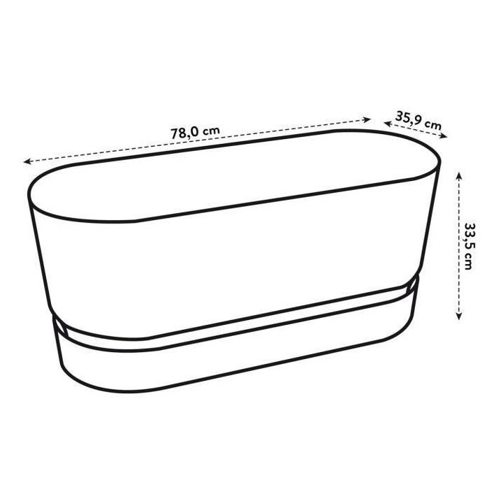 Jardiniere - ELHO - Greenville Terrase 80 Roues - Blanc - 78 x 35,9 x