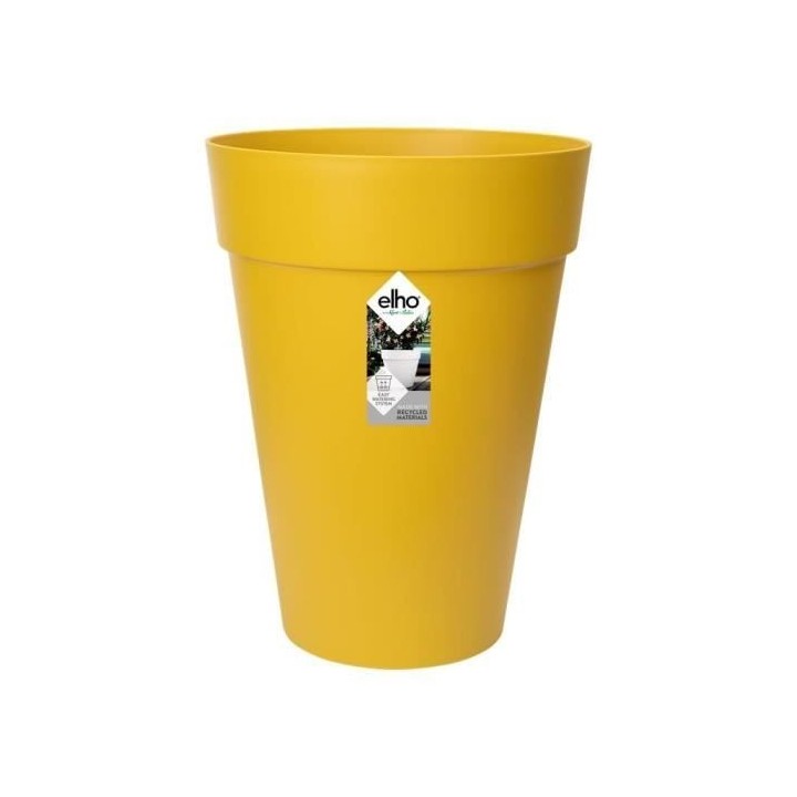 ELHO Loft Urban Pot de fleurs rond Haut 35 - Jaune - Ø 34 x H 45 cm -