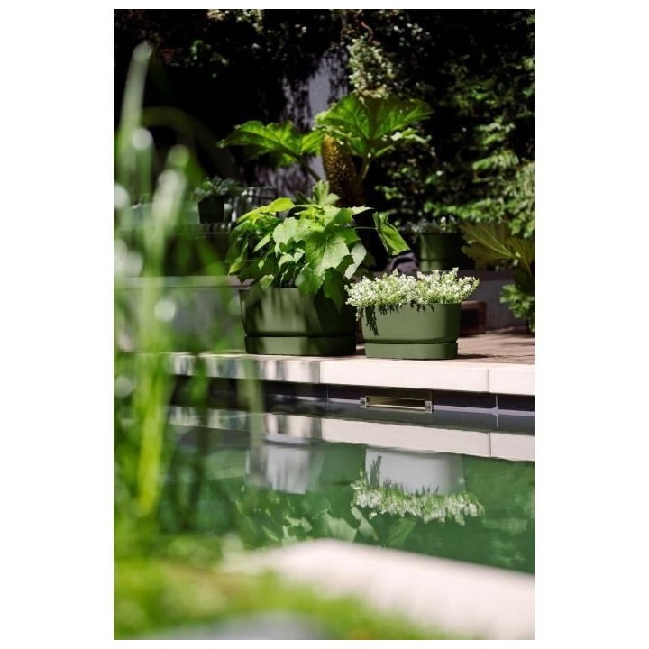 Planteur Ovale GREENVILLE - Plastique - Avec roulettes - Ø60 - Leaf G