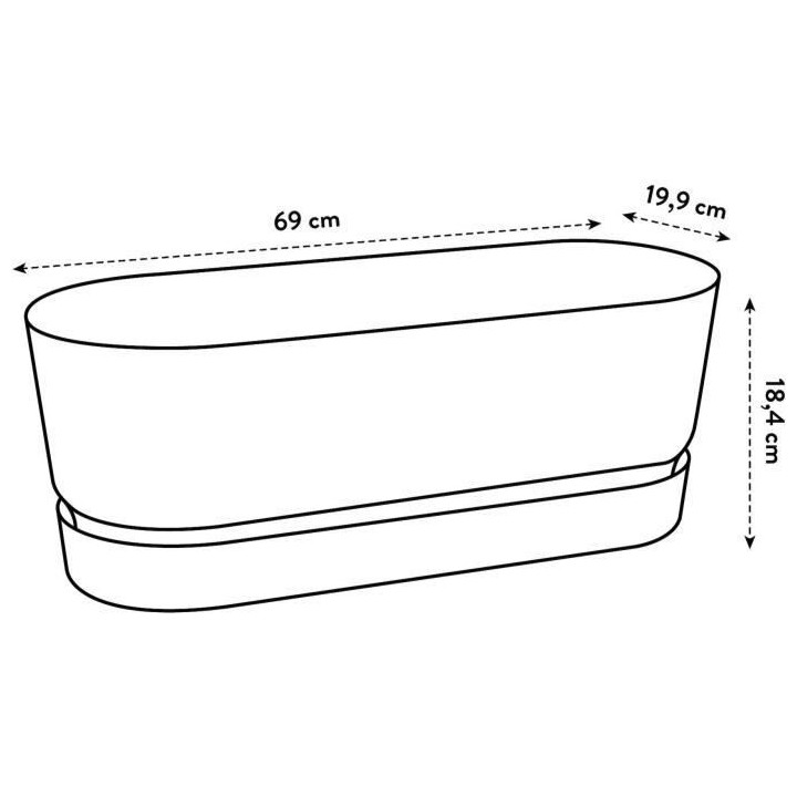 Planteur Ovale GREENVILLE - Plastique - Ø70 - Noir