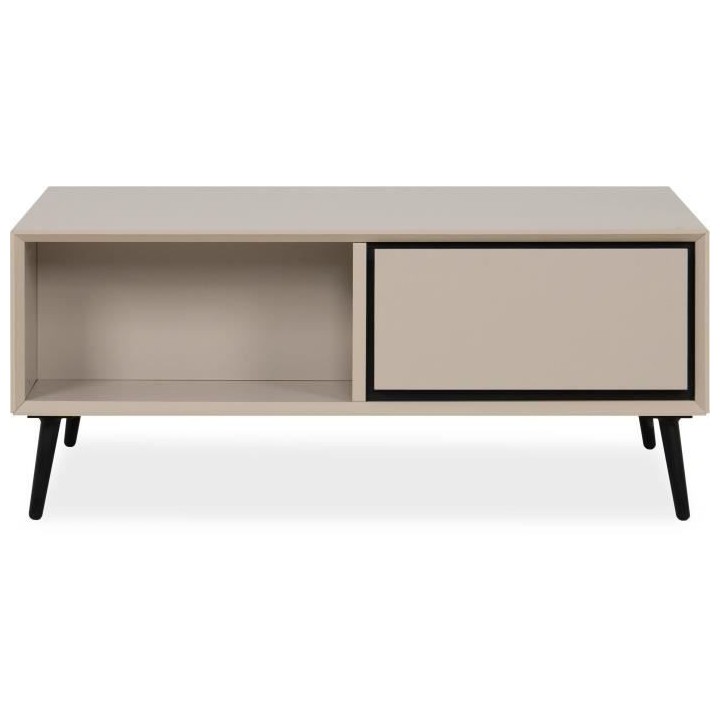 Table basse - ARONA - Rectangulaire - Capuccino / Noir - Sur pieds - 9