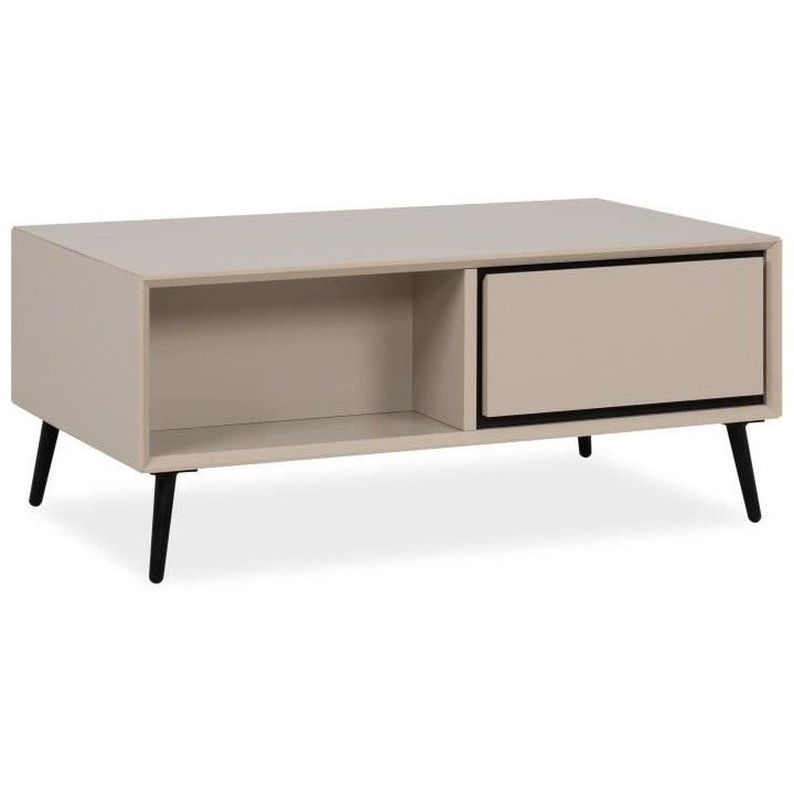 Table basse - ARONA - Rectangulaire - Capuccino / Noir - Sur pieds - 9