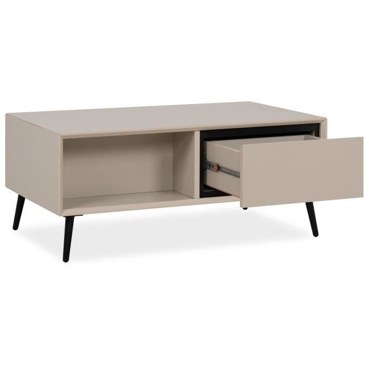 Table basse - ARONA - Rectangulaire - Capuccino / Noir - Sur pieds - 9