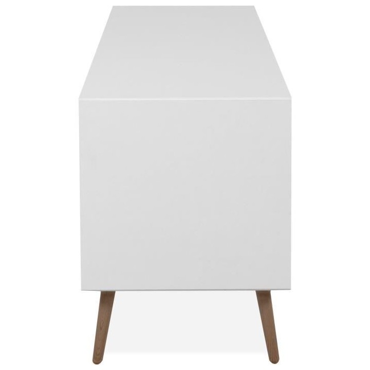 Meuble TV - ARONA - Blanc / Chene artisan - 3 abbatants - 175 x 50 x 3