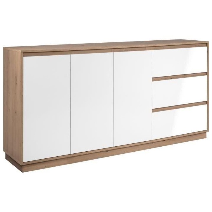 Buffet - PHoeNIX - Décor chene artisan / blanc HGL - 3 portes - 3 tir