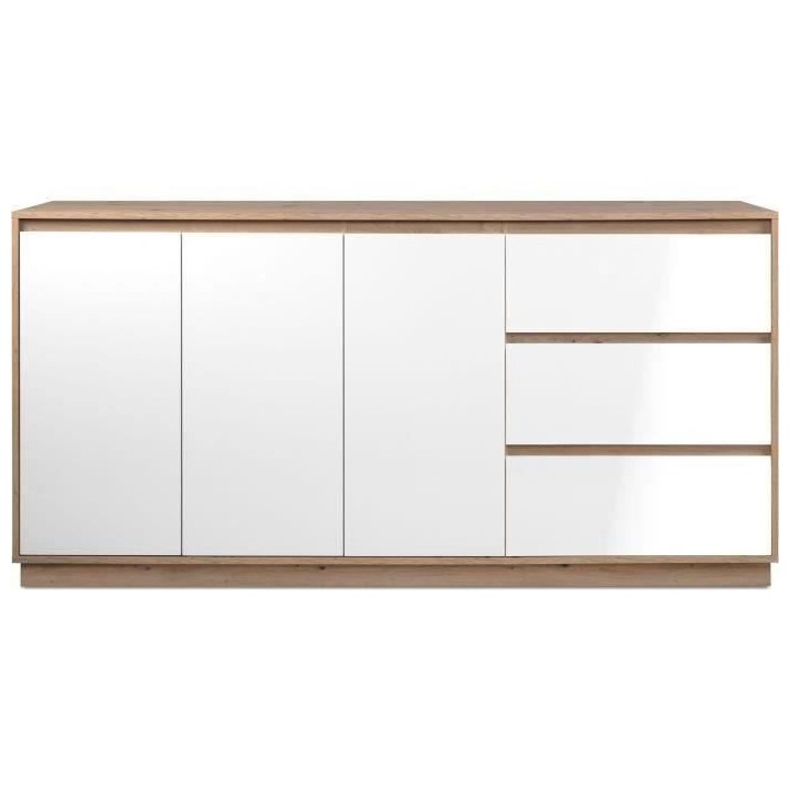Buffet - PHoeNIX - Décor chene artisan / blanc HGL - 3 portes - 3 tir