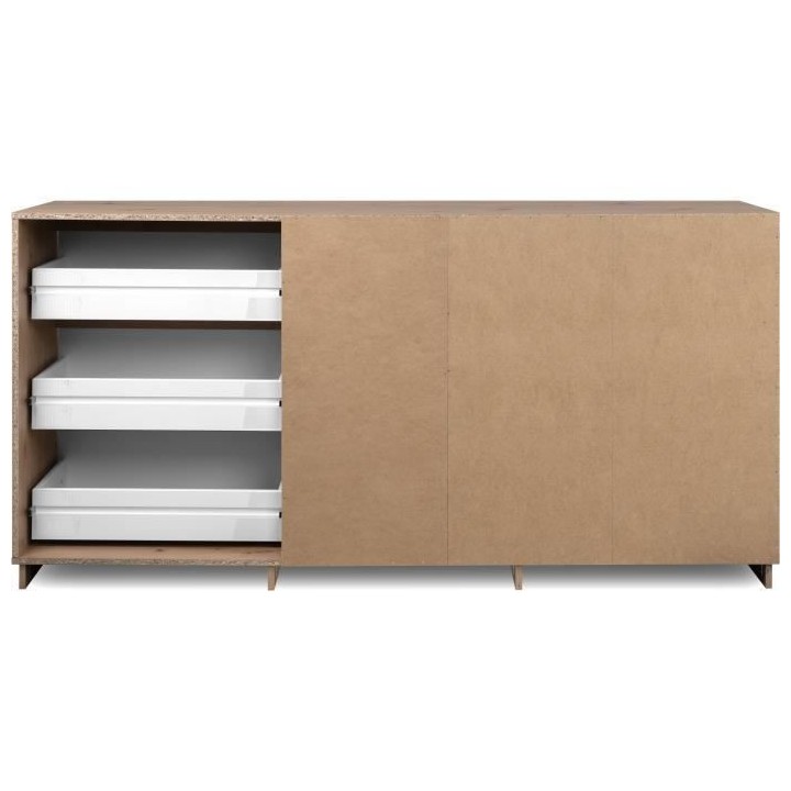 Buffet - PHoeNIX - Décor chene artisan / blanc HGL - 3 portes - 3 tir