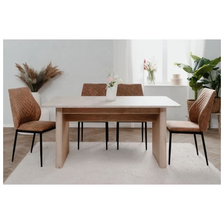 Table extensible - Sai 80A - Décor Chene Jackson / Imitation pierre b