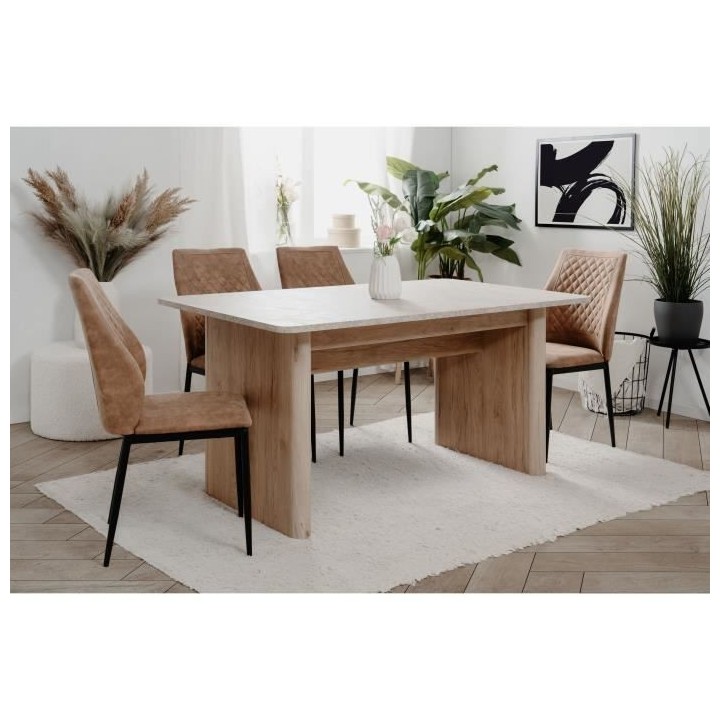 Table extensible - Sai 80A - Décor Chene Jackson / Imitation pierre b