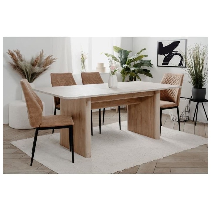 Table extensible - Sai 80A - Décor Chene Jackson / Imitation pierre b