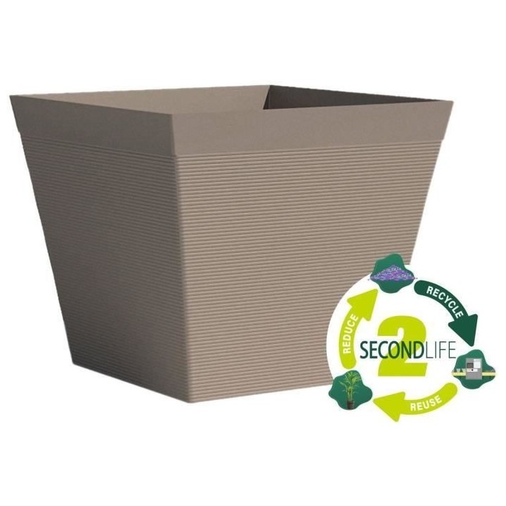 Pot carré - GARDEN ID - Green Care Impact Taupe - 39 x 33 cm - Garant