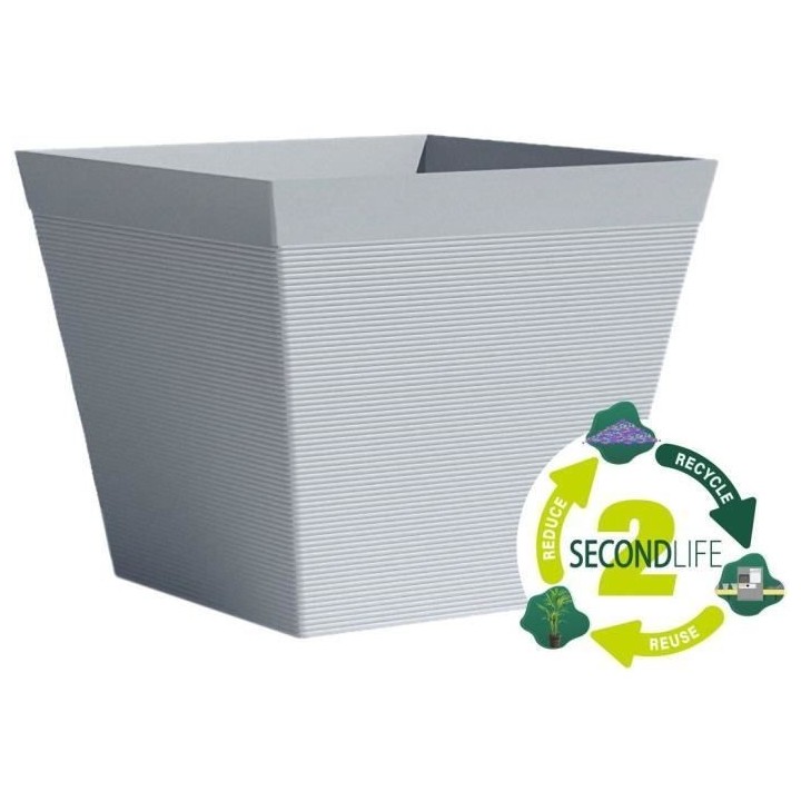 Pot carré - GARDEN ID - Green Care Impact Bleu-Gris - 39 x 33 cm - Ga