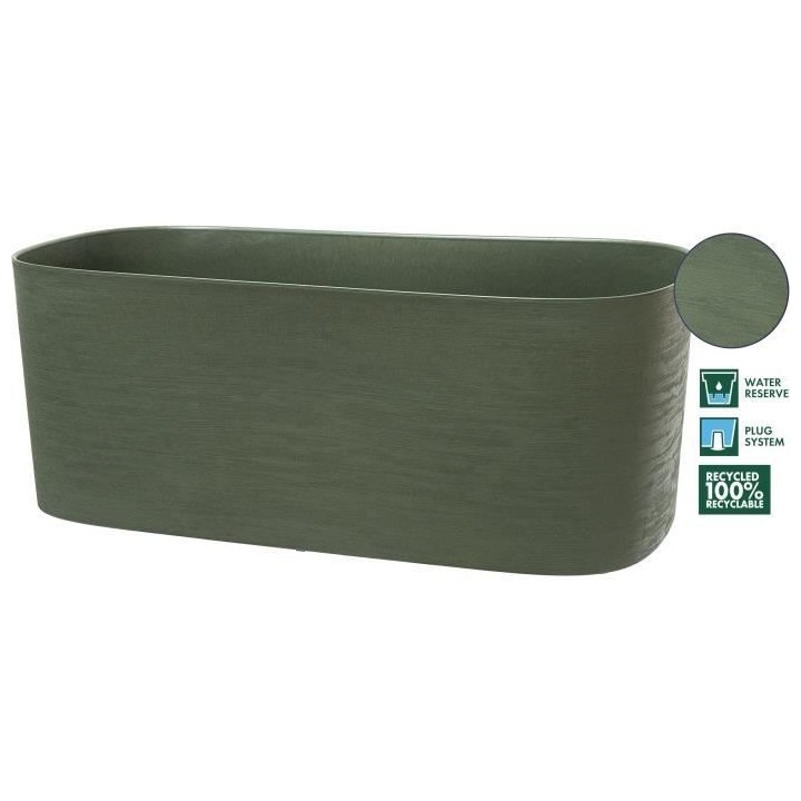 Jardiniere XL a réserve d'eau - GARDEN ID Respect - Vert de gris 80 x