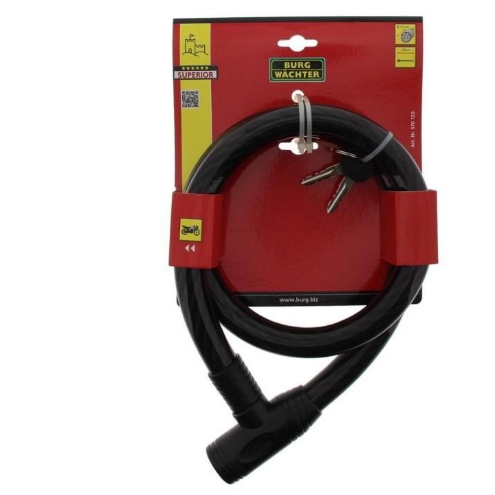 Antivol vélo - BURG WACHTER - 570 120 - Clé, acier 25 mm, gaine en P