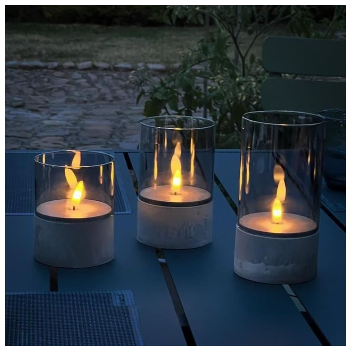 Lot 3 Lampes a poser LED BOUGIE BRILLIANT - 2500K - Plastique et verre