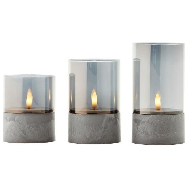 Lot 3 Lampes a poser LED BOUGIE BRILLIANT - 2500K - Plastique et verre