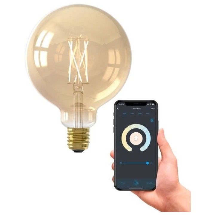 Ampoules connectées Calex LED Filament connectée Globe ambre G125 E2