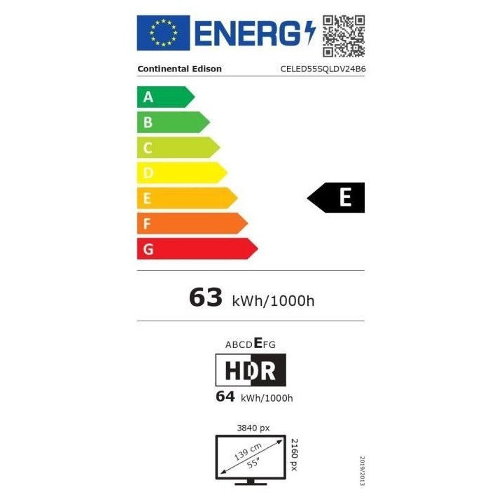 TV LED - CONTINENTAL EDISON - CELED55SQLDV24B6 - 55'' (139 cm) - QLED