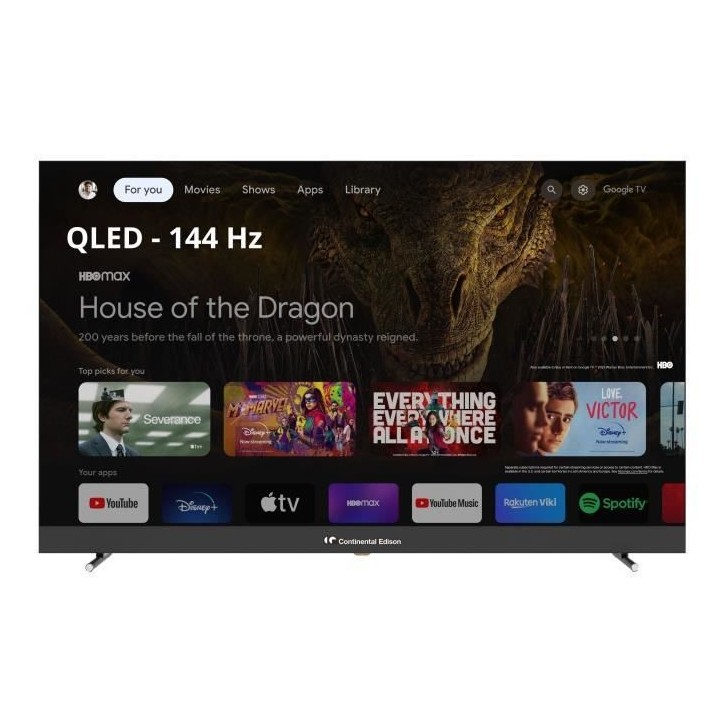 TV LED - CONTINENTAL EDISON - CELEDGAM55QV24B6 - 55'' (139 cm) - QLED