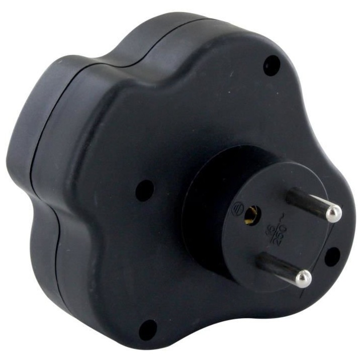 Domino 3x16A - CHACON - Triangle avec interrupteur - Noir