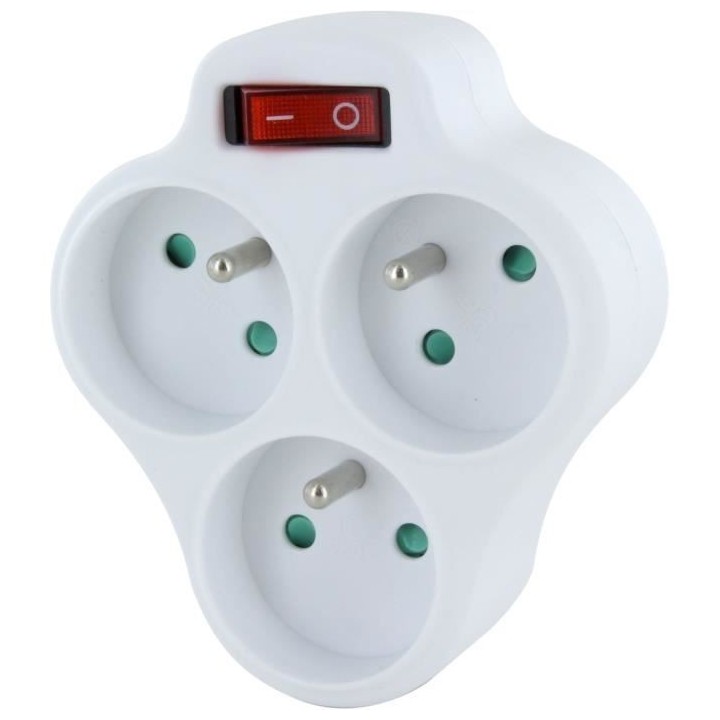 Domino 3x16A - CHACON - Triangle avec interrupteur - Blanc