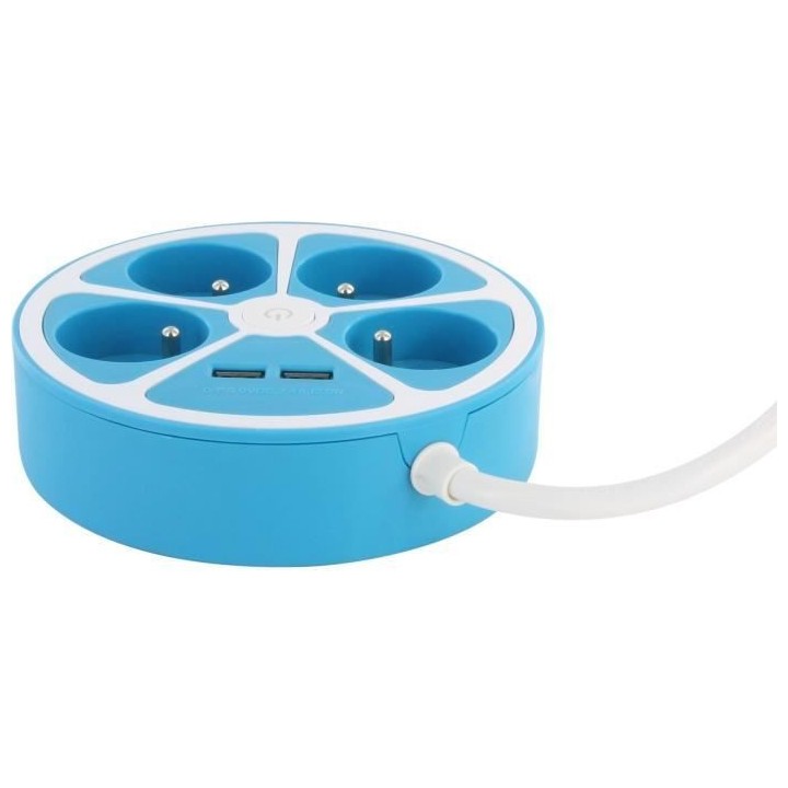 Multiprise design circulaire - CHACON - 4X16 A - Cordon 1,5 m - Avec 2