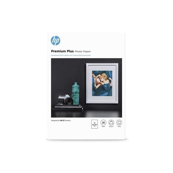 Papier photo HP Premium Plus - 300 g/m2 - A4 - 20 feuilles