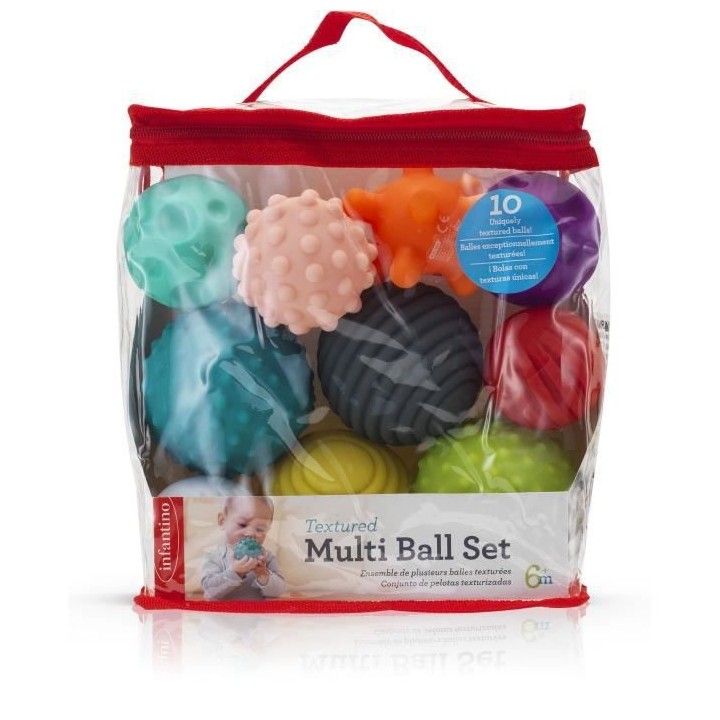 INFANTINO Set de 10 balles sensorielles multicolores