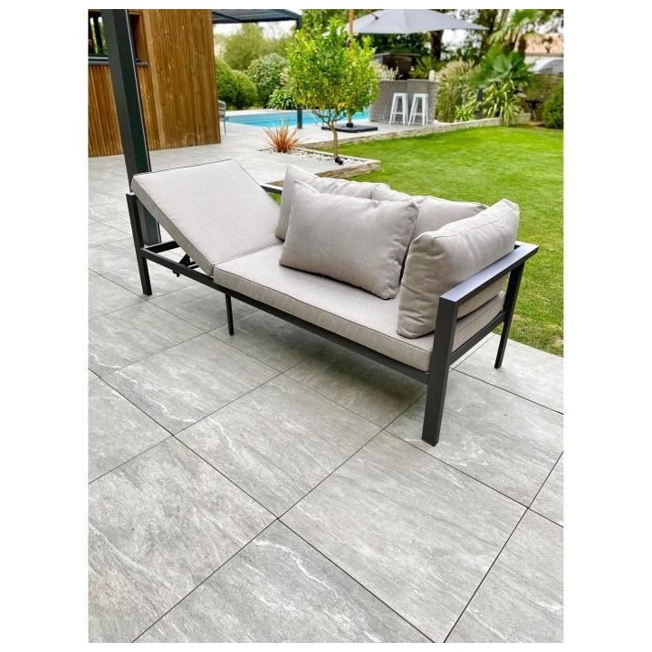 Ensemble repas de jardin ANTALYA 9 places en aluminium - GRIS ANTHRACI