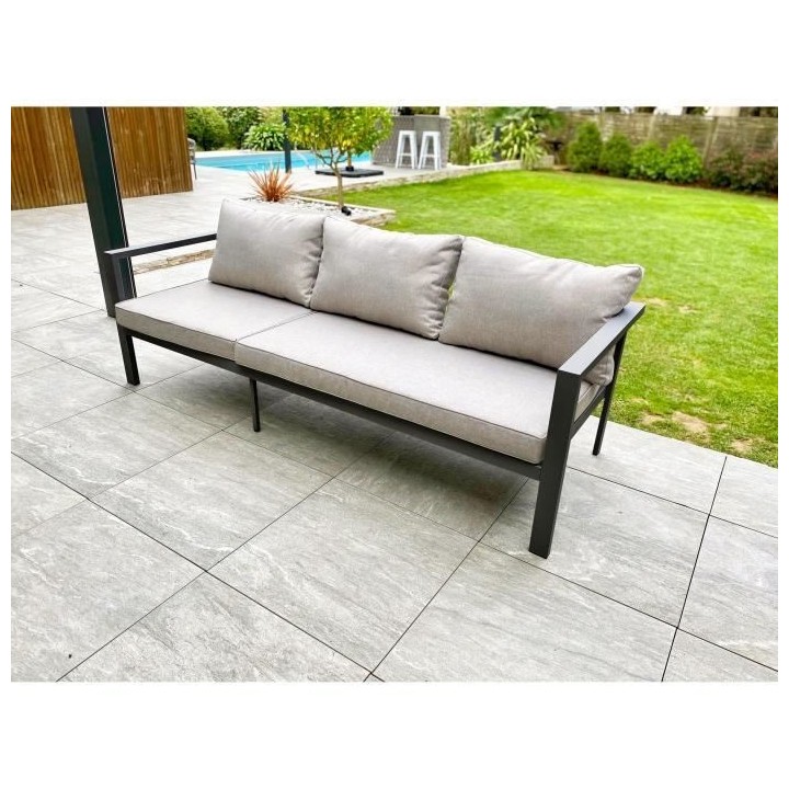 Ensemble repas de jardin ANTALYA 9 places en aluminium - GRIS ANTHRACI