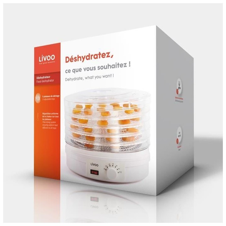 Déshydrateur - LIVOO - DOM202 - 5 plateaux de dessiccation - thermost
