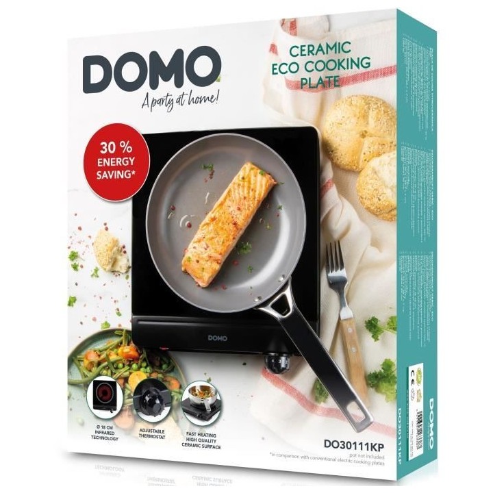 Plaque de cuisson céramique - DOMO - 1 feu - 25,3 x 28,7 x 7 cm - DO3