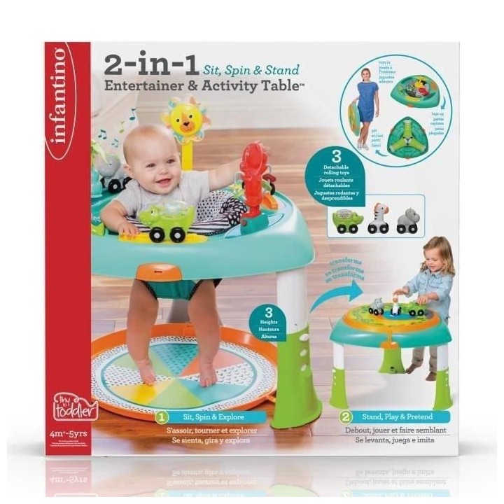 INFANTINO Table d'activités modulable 2 en 1