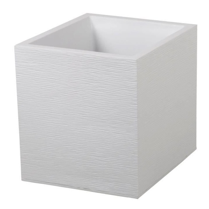 EDA Pot carré Graphit - 39 x 39 x 43 cm - Contenance 31L - Blanc cér