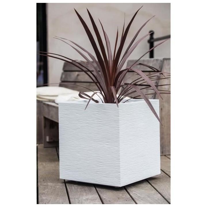 EDA Pot carré Graphit - 39 x 39 x 43 cm - Contenance 31L - Blanc cér
