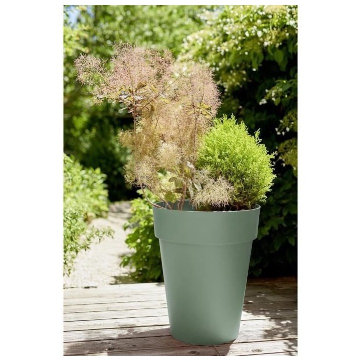 Pot de fleurs vase - EDA PLASTIQUE - Toscane mi-haut - Vert laurier -