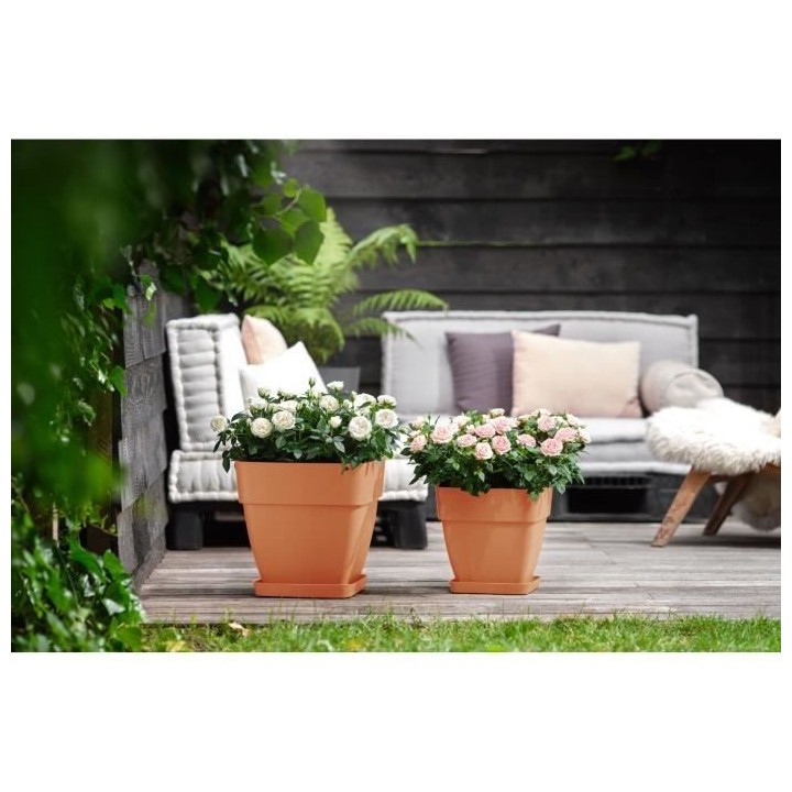 Elho Vibia Campana Bac a fleurs Carré 37 - Marron - Ø 36 x H 36 cm -