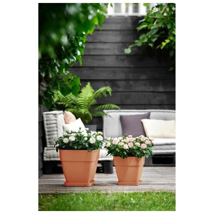 Elho Vibia Campana Bac a fleurs Carré 37 - Marron - Ø 36 x H 36 cm -