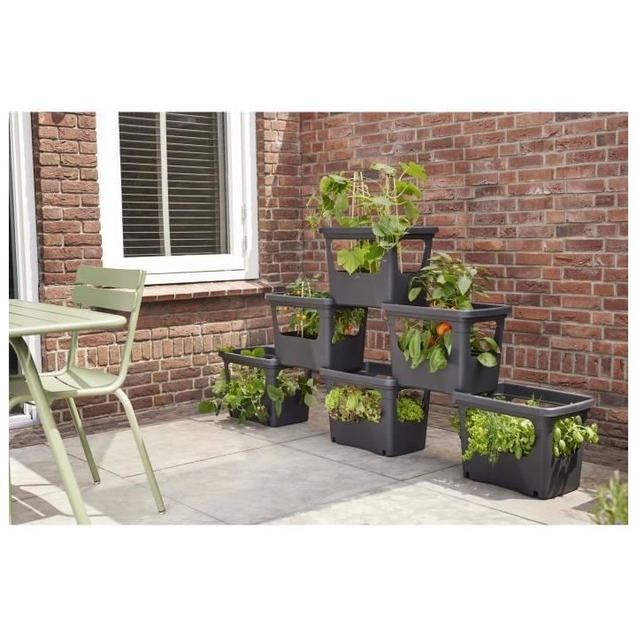 ELHO - Pot de fleurs - Green Basics Stack & Grow Large - Living Noir -