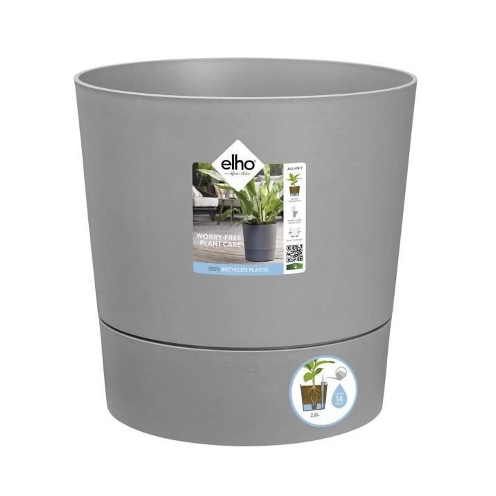 Pot de fleur Elho Plastique Carré Greensense Aqua Care Ciment Clair 2