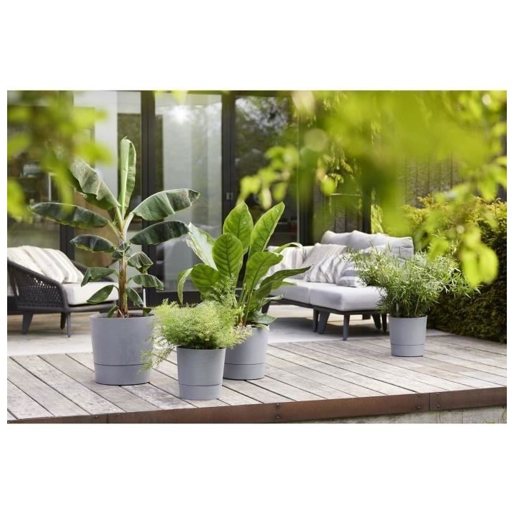 Pot de fleur Elho Plastique Carré Greensense Aqua Care Ciment Clair 2